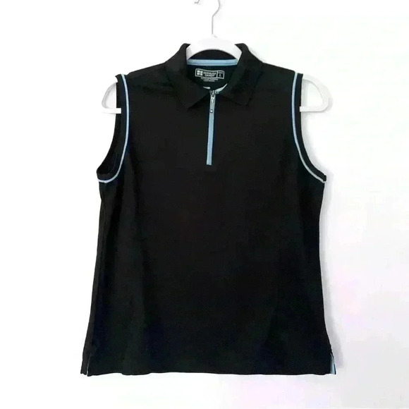 Bermuda Sands Tops - Bermuda Sands Women's Sleeveless Zip Front Collared Performance Top Size Large